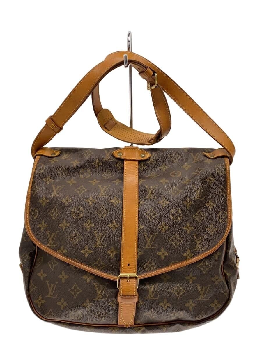 LOUIS VUITTON 1) Soufflot 35 Monogram Canvas Leather BRW All-over pattern M42254