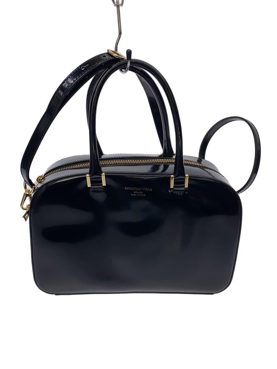CHRISTIAN VILLA Handbag Leather BLK Solid