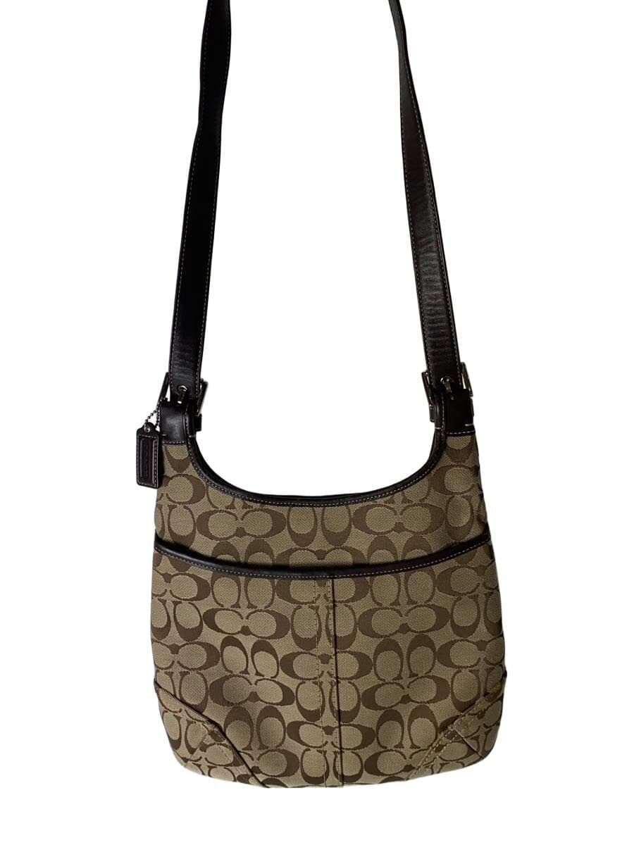 COACH Shoulder Bag Canvas BEG All Over Pattern F12992
