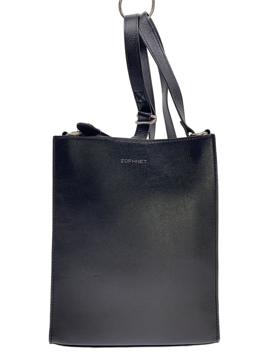 SOPHNET. Shoulder Bag Leather Black Plain