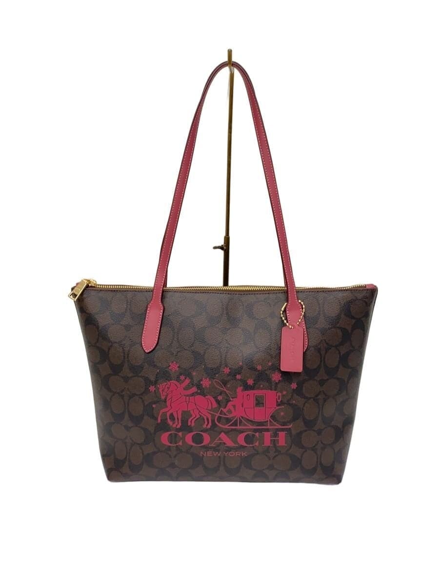 COACH Tote Bag Leather BRW All Over Pattern CN626