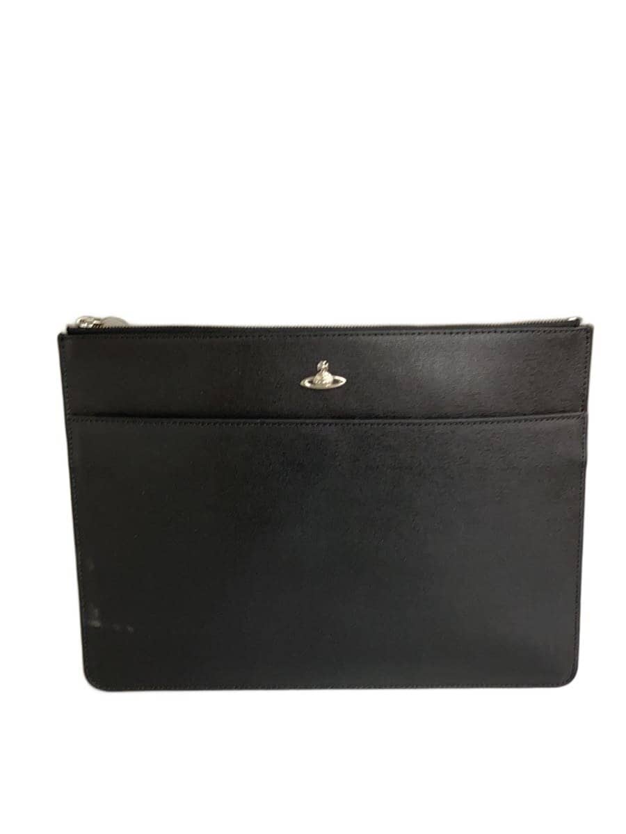 Vivienne Westwood clutch bag leather black plain