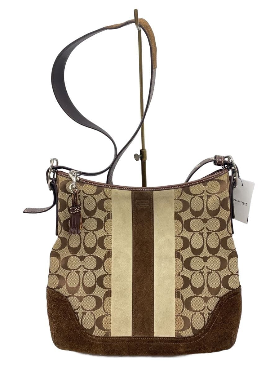 COACH Shoulder Bag Canvas BRW All Over Pattern E04Q-6878