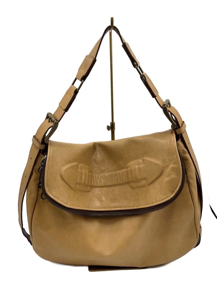 JOURNAL STANDARD Shoulder Bag Leather Beige Plain