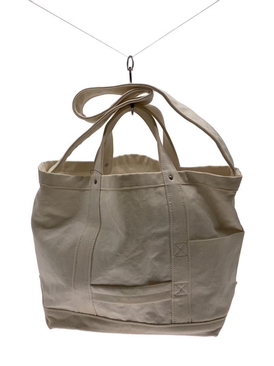 YAECA Tote Bag WHT 2-Way Handle Stain