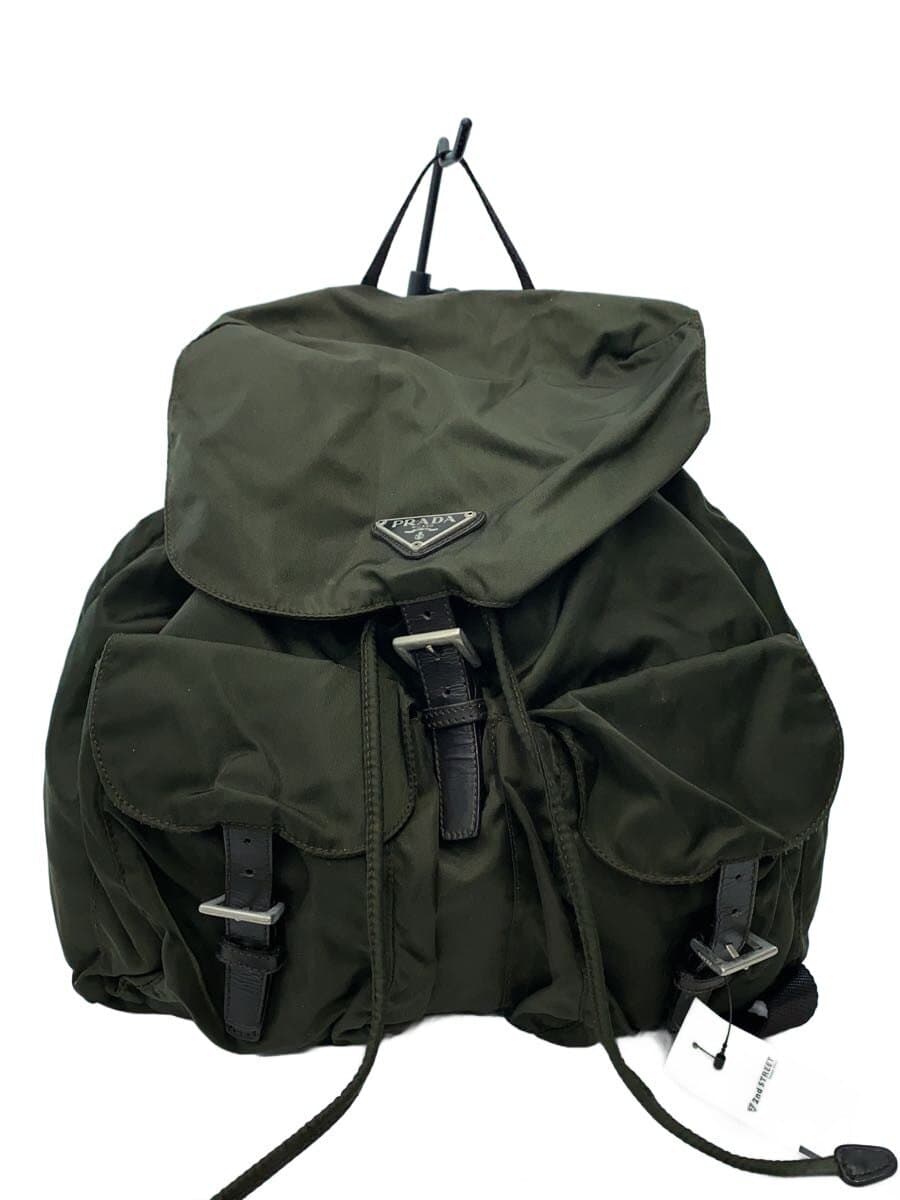 PRADA backpack nylon GRN front has stains front stains and signs of use