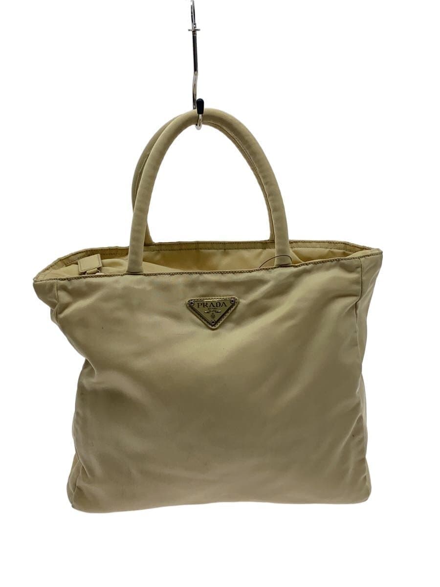 PRADA Triangle Logo Handbag Nylon BEG