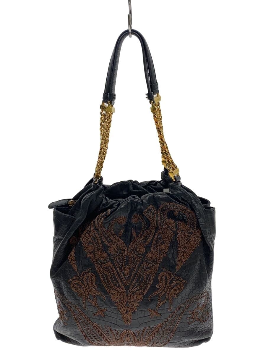 ETRO Handbag Leather Black Paisley