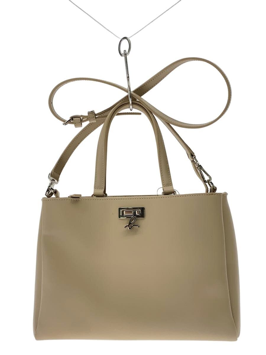 agnes b. Shoulder Bag Leather BEG NS08M-01