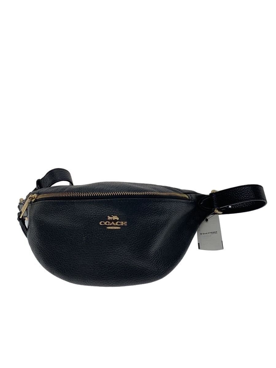 COACH Waist Bag Leather Black Plain F48738