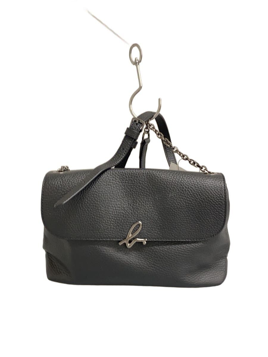 agnes b.the b Shoulder Bag Cowhide BLK Solid IS12C-05