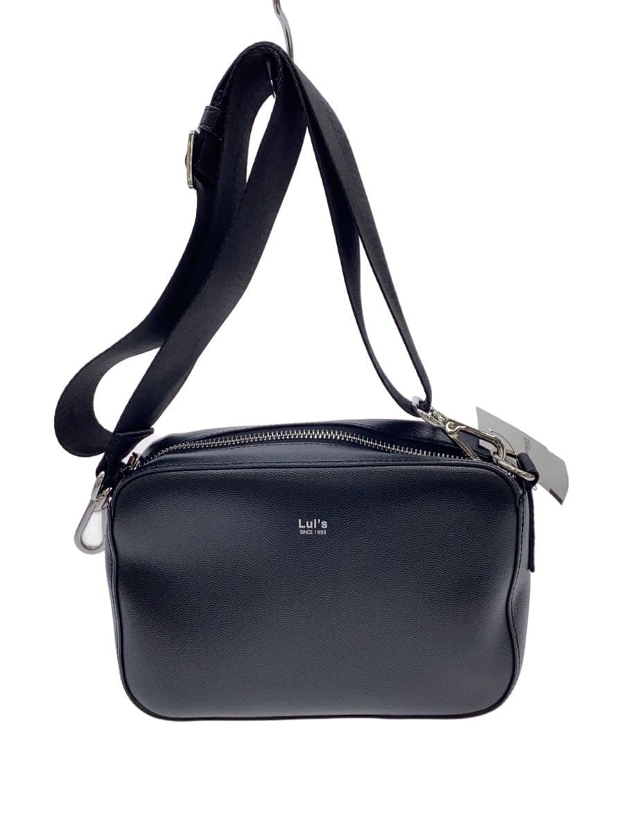 LUI'S Split Leather Pouch Shoulder Bag Faux Leather BLK