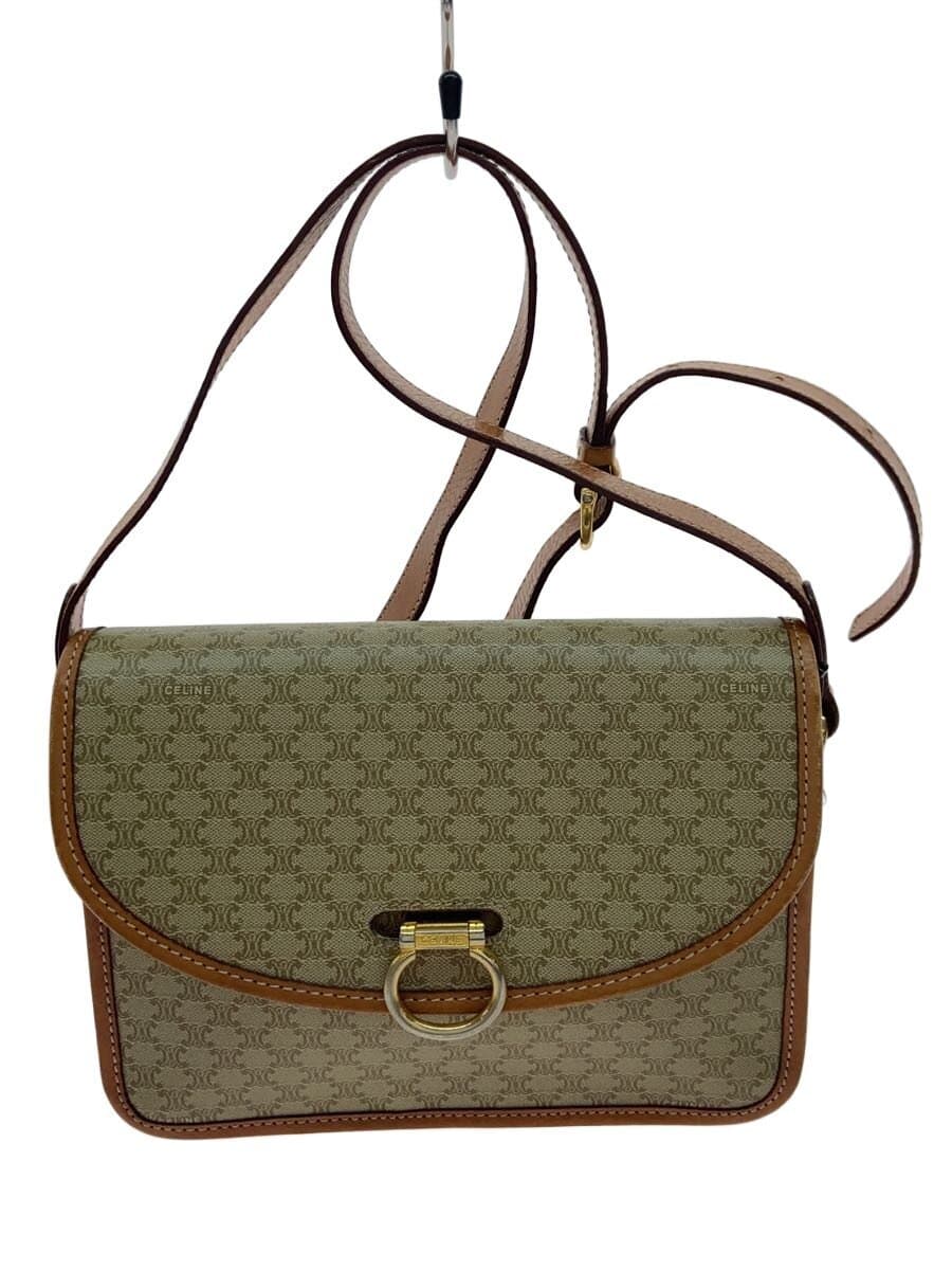 CELINE Triomphe pattern Shoulder bag BEG All-over pattern M90