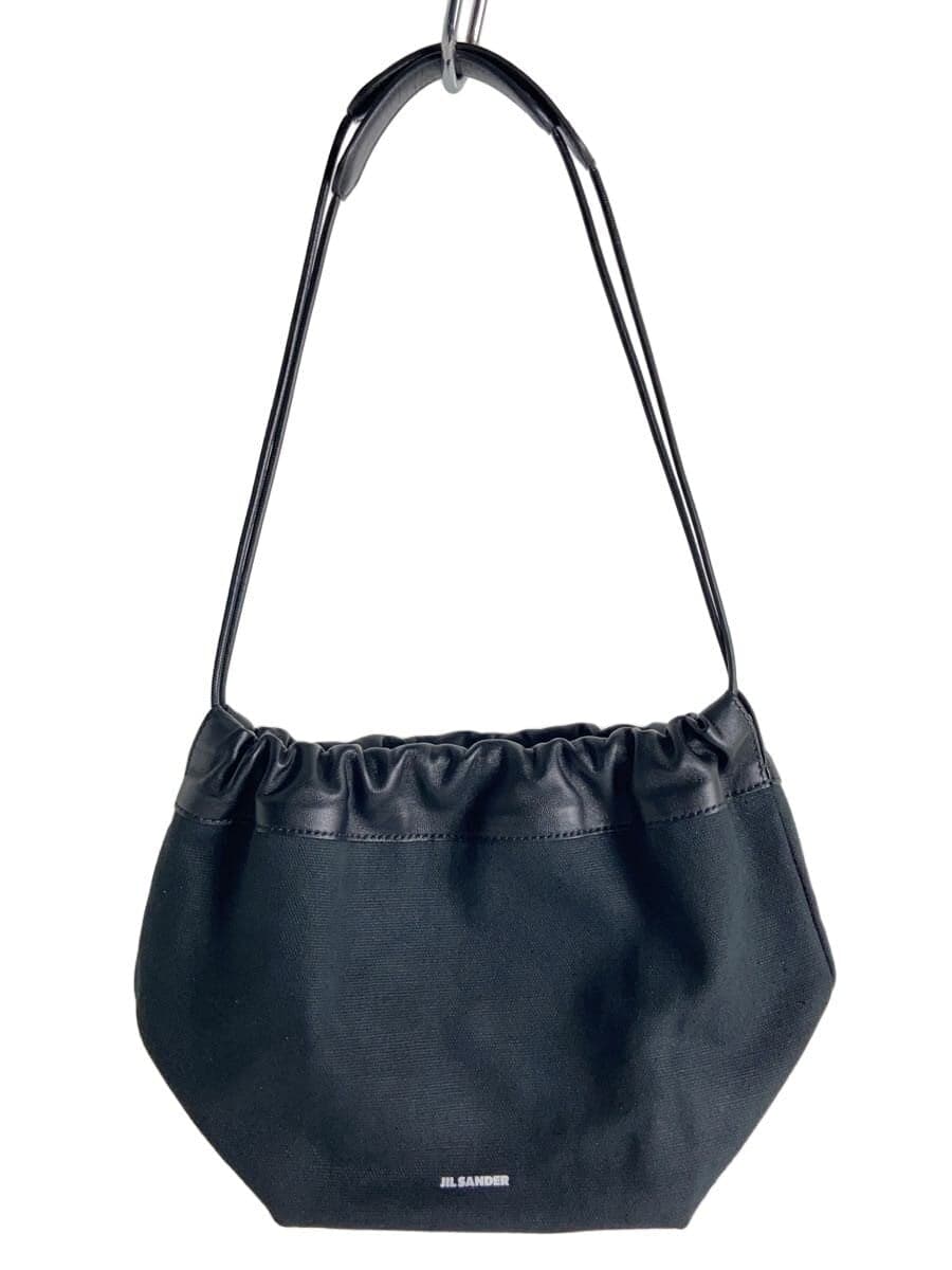 JIL SANDER handbag canvas BLK plain DUMPING BUCKET BAG drawstring