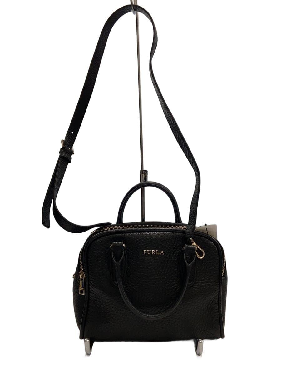 FURLA 2-way shoulder bag handbag leather BLK
