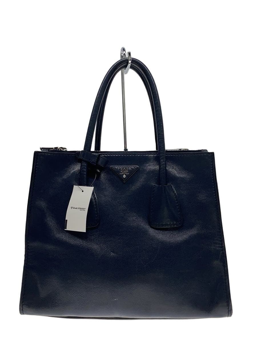 PRADA handbag leather navy B2625M