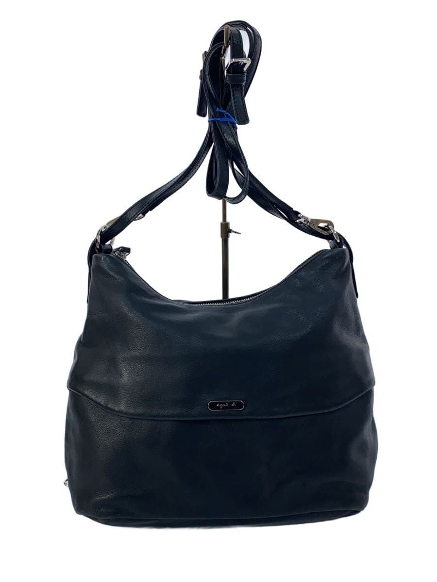 agnes b VOYAGE Shoulder Bag Cowhide BLK