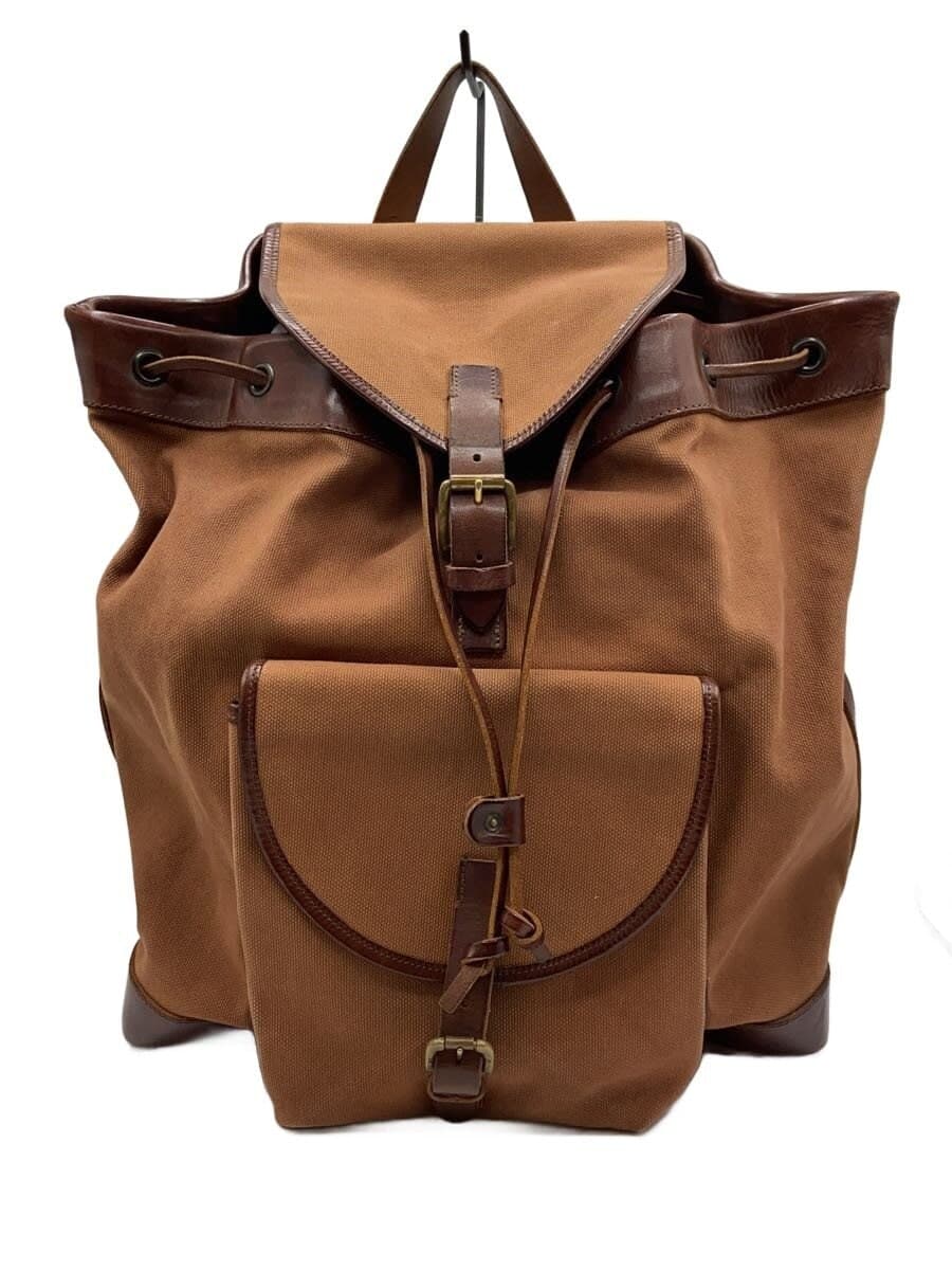 RALPH LAUREN Leather Patch Made in Italy Backpack Canvas Brown Solid