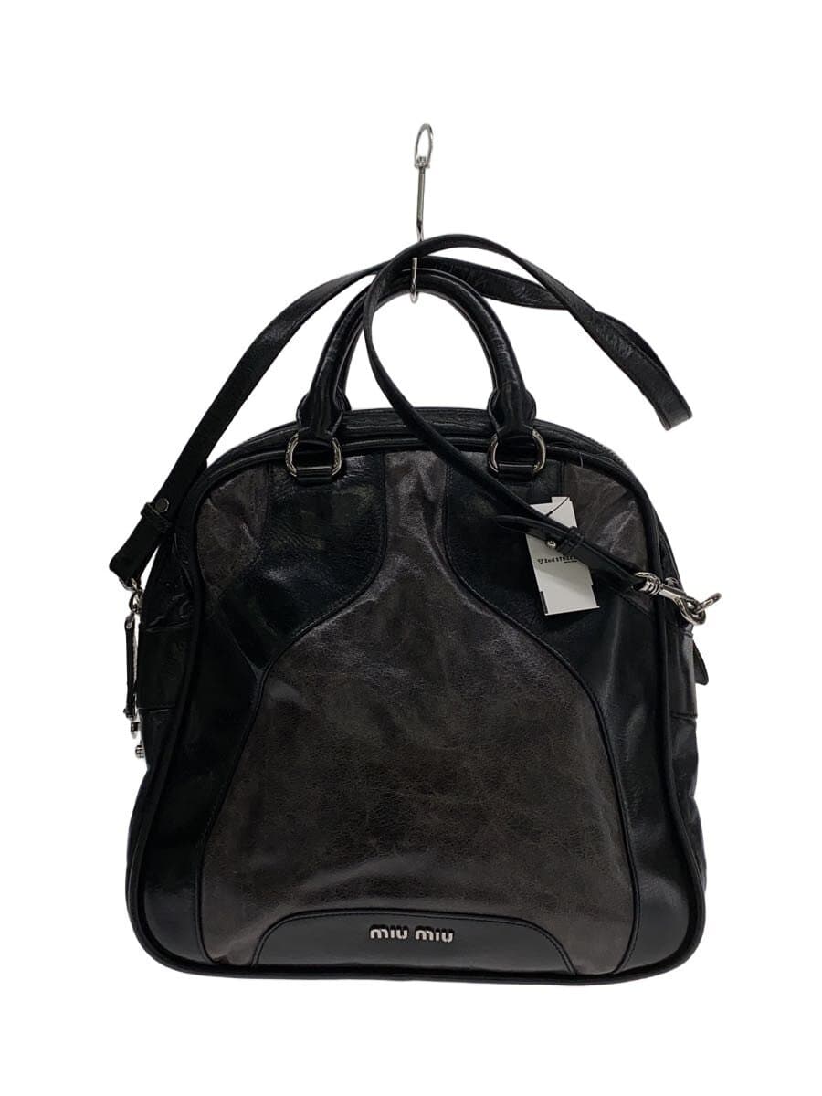 MIU MIU Shoulder Bag Leather BLK Solid