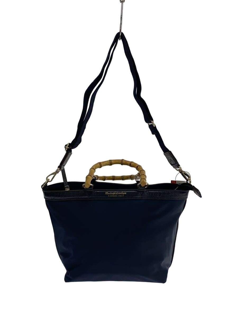Modaprincipe2-Way Bamboo Tote Bag Nylon NVY Solid