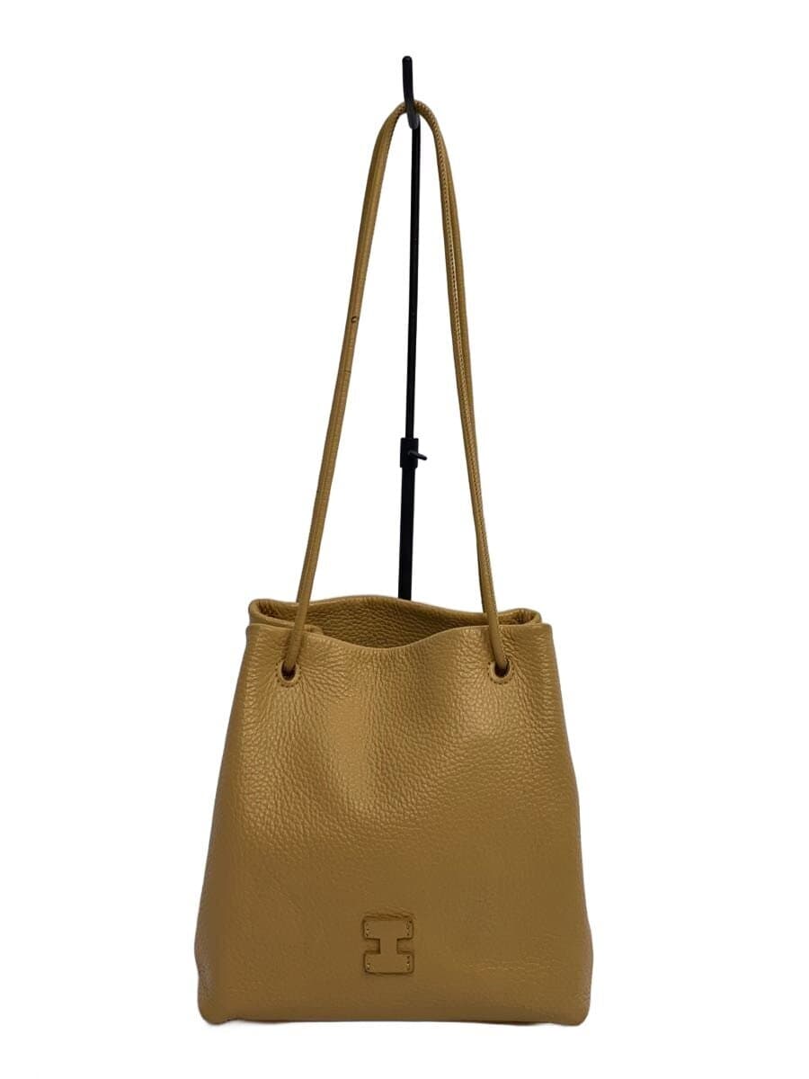 IACUCCI Shoulder Bag Leather Camel Solid With Scratches Iacucci
