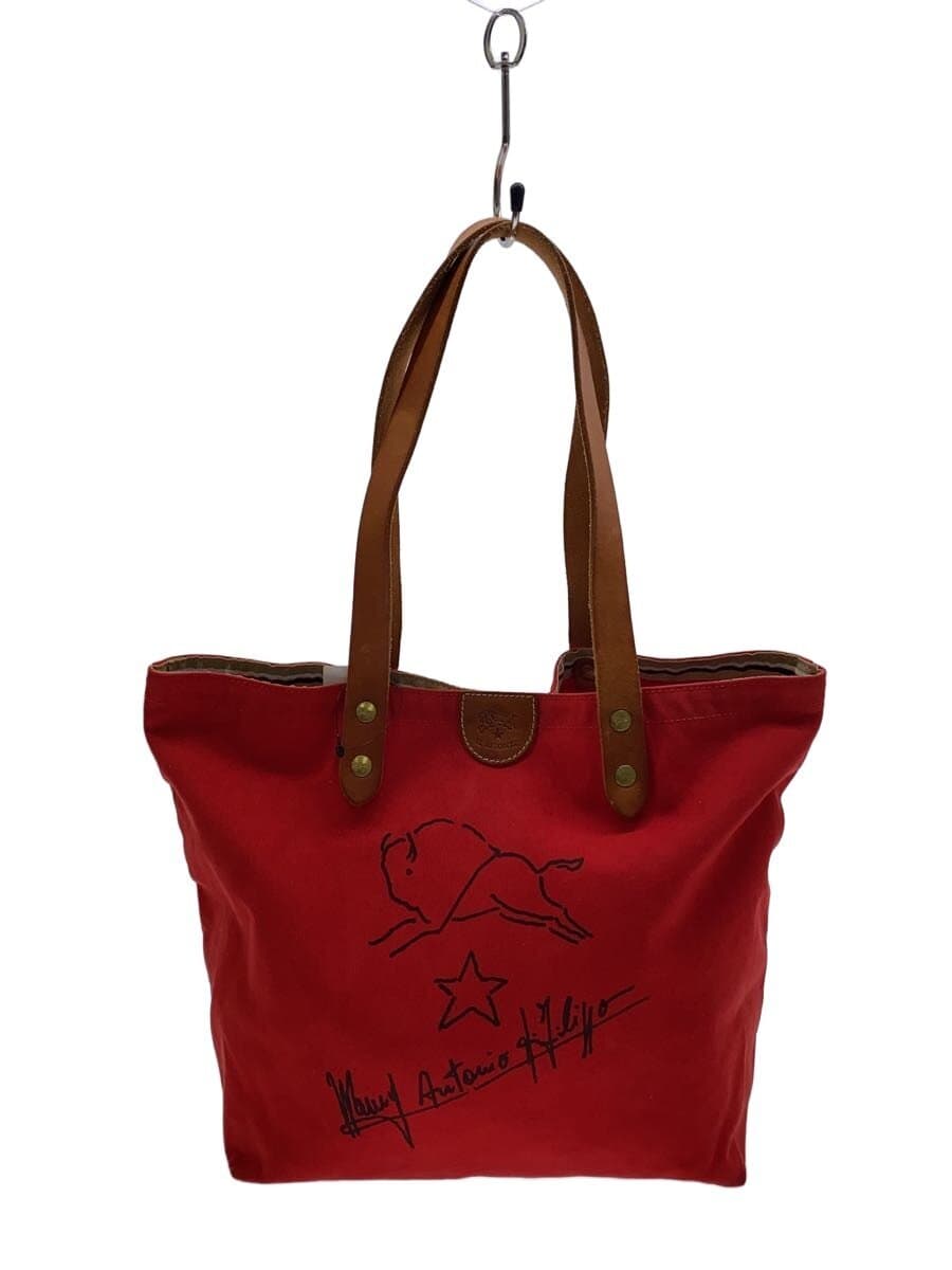 IL BISONTE signed tote bag canvas red 5422301920