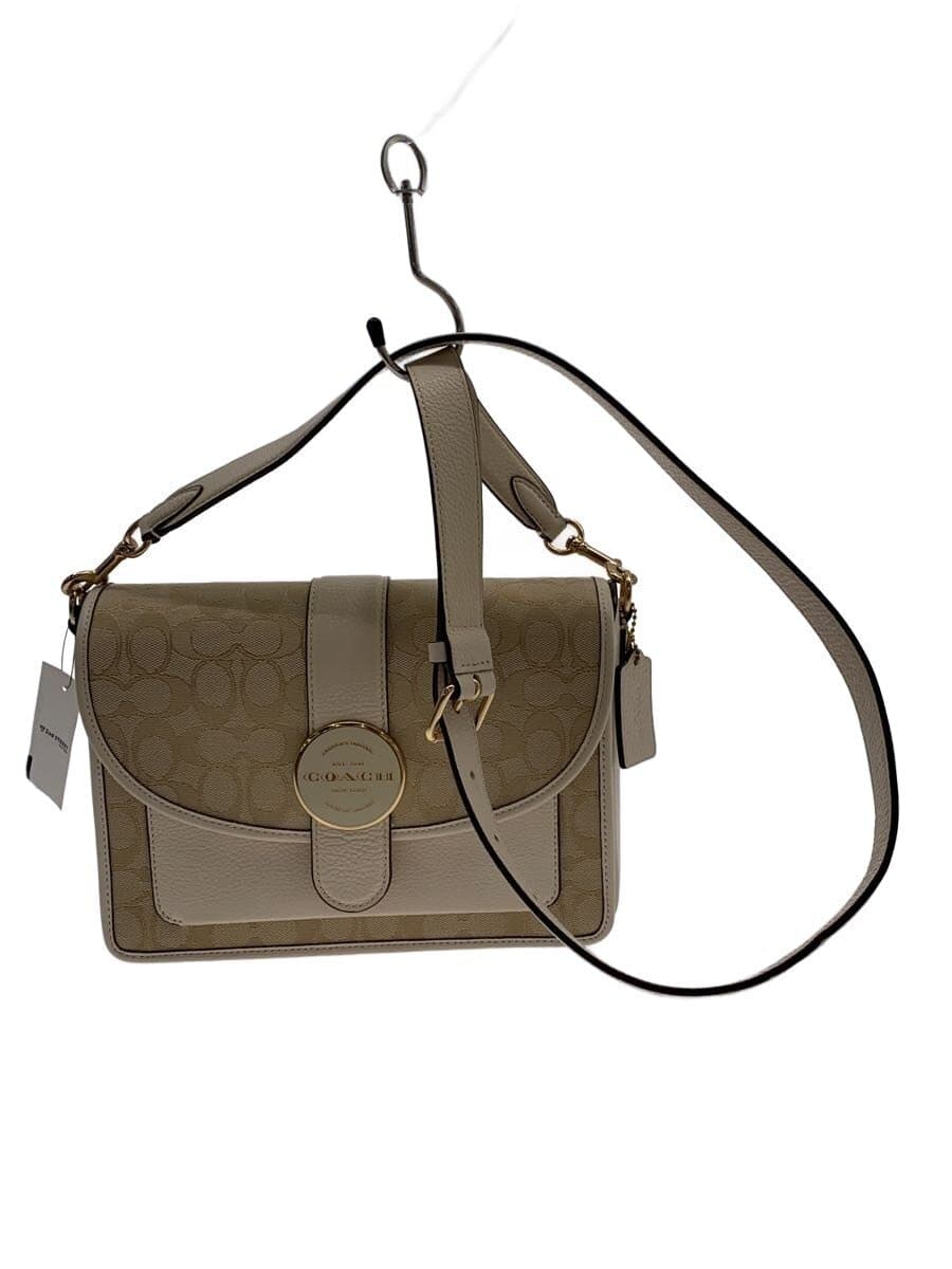 COACH Shoulder Bag Leather BEG All Over Pattern C8307