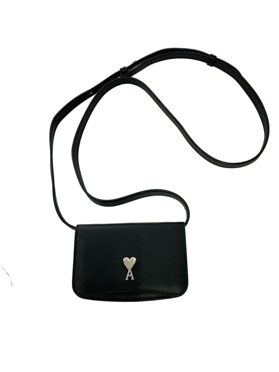 AMI PARIS Shoulder Bag Leather BLK Solid