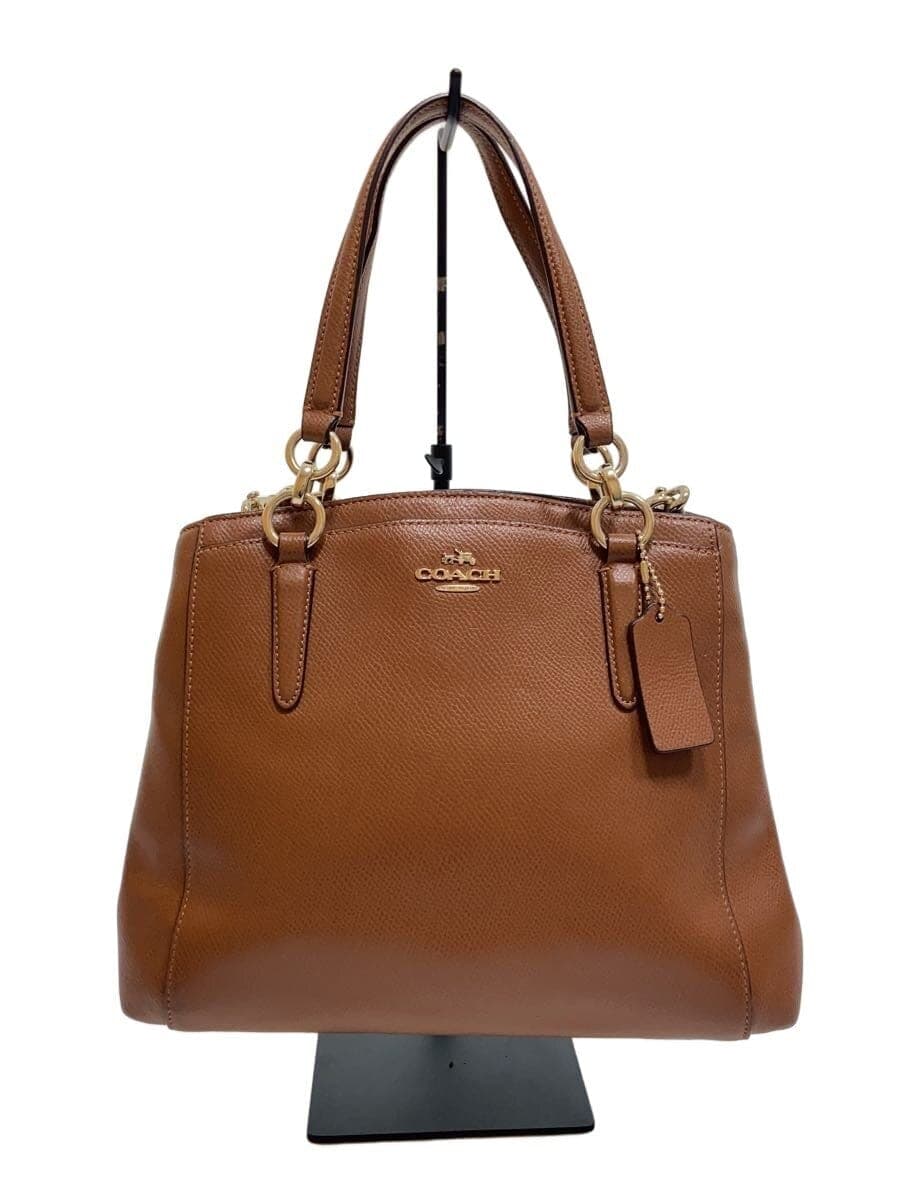 COACH 2WAY Tote Bag _ All Leather Leather BRW Plain F36642