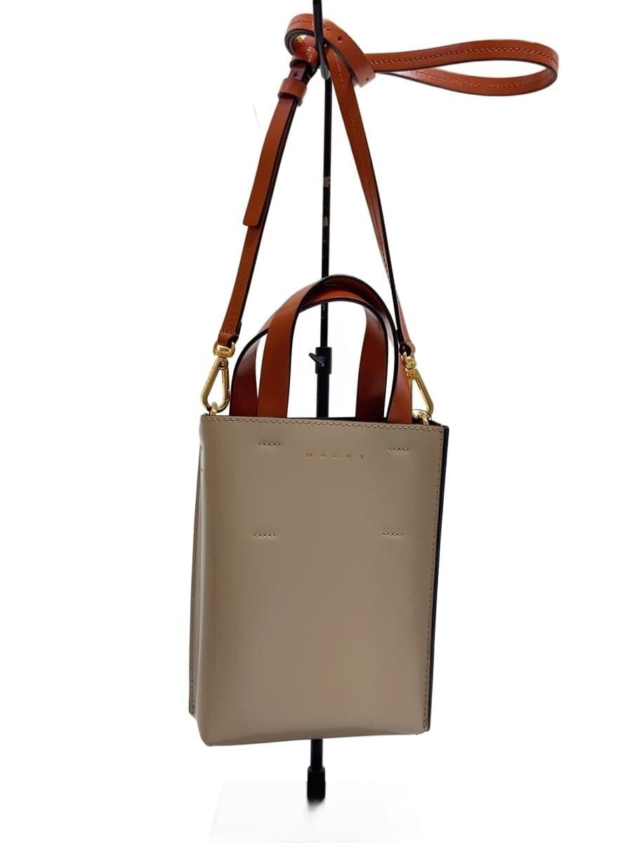 MARNIMUSEO NANO BAG Museo Nano Mini Tote 2Way Shoulder Bag -- BEG