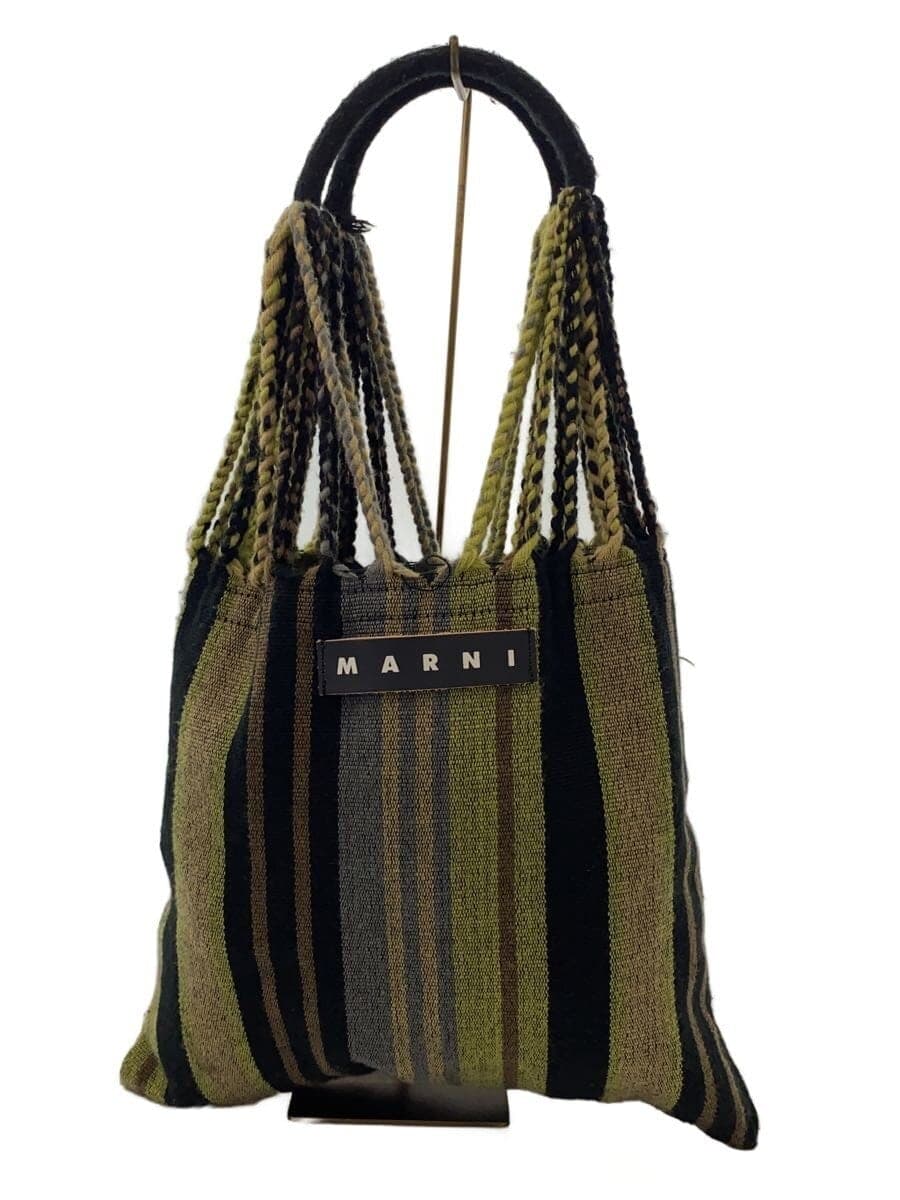 MARNI Tote Bag Cotton GRN Stripe