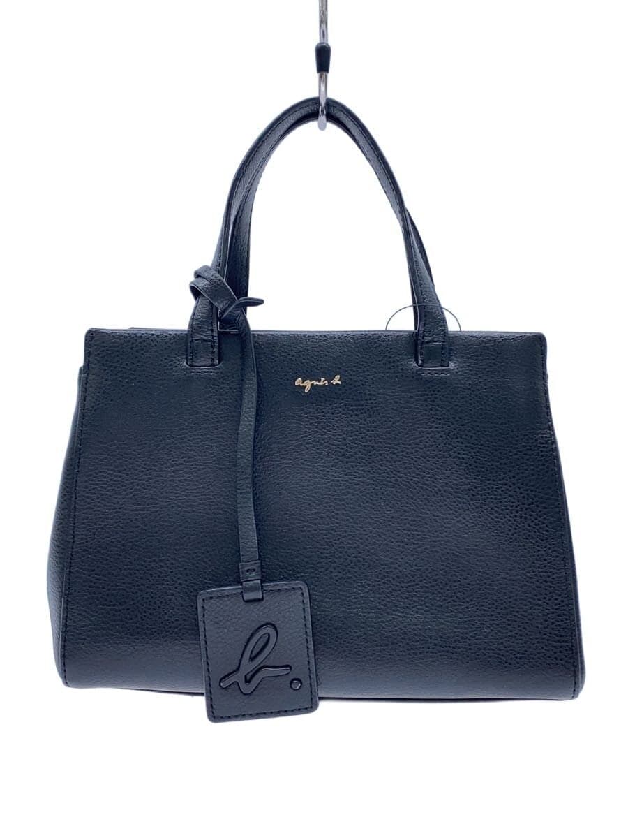 agnes b. handbag leather black plain IS11-06