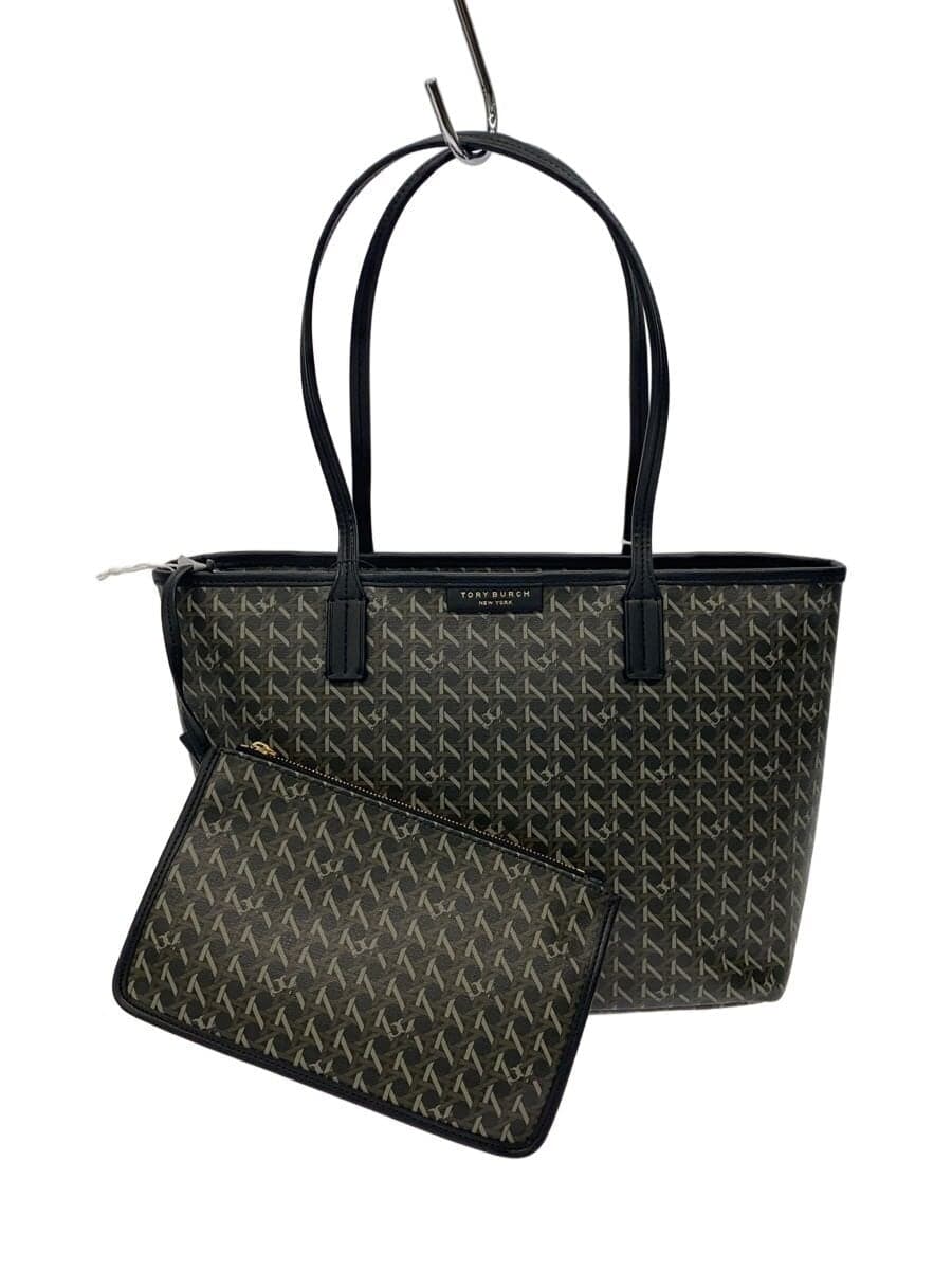 TORY BURCH Tote Bag Faux Leather BLK All-over Pattern 147748