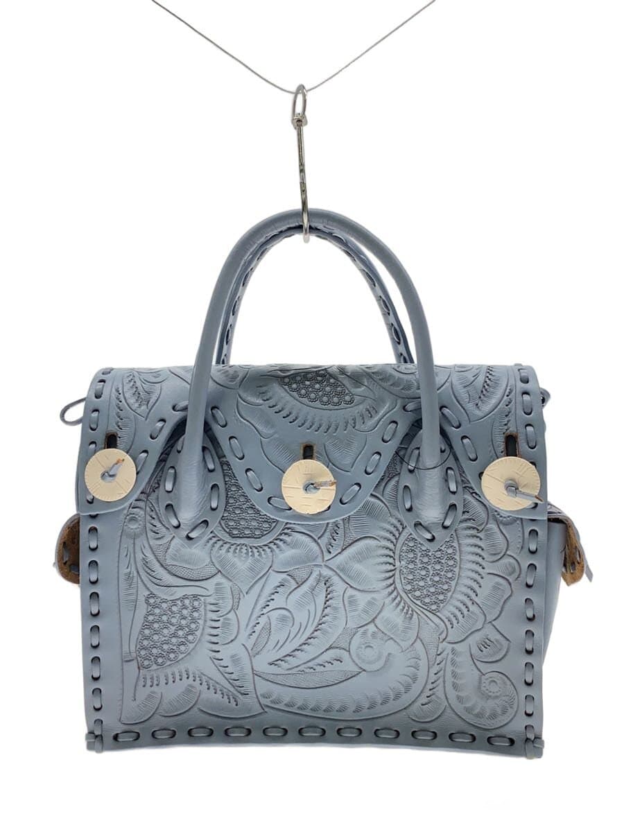 Other Brands: Maestra S Handbag Cowhide BLU Floral Print 20SS Maestra S Carved