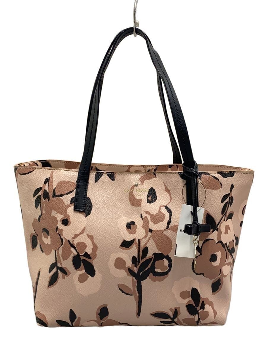 Kate Spade New York corner scuff tote bag leather BEG floral pattern