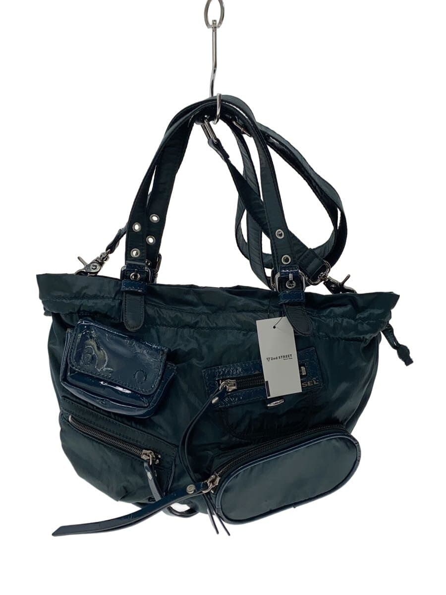 DIESEL Patent Leather Deteriorated Shoulder Bag Nylon GRN