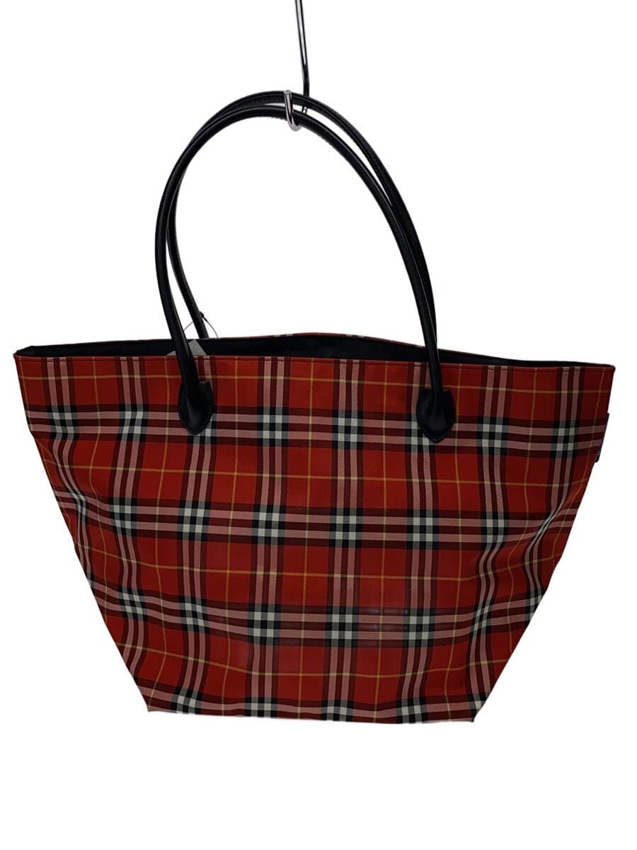 BURBERRY BLUE LABEL Tote Bag Nylon Red Check BT601-204