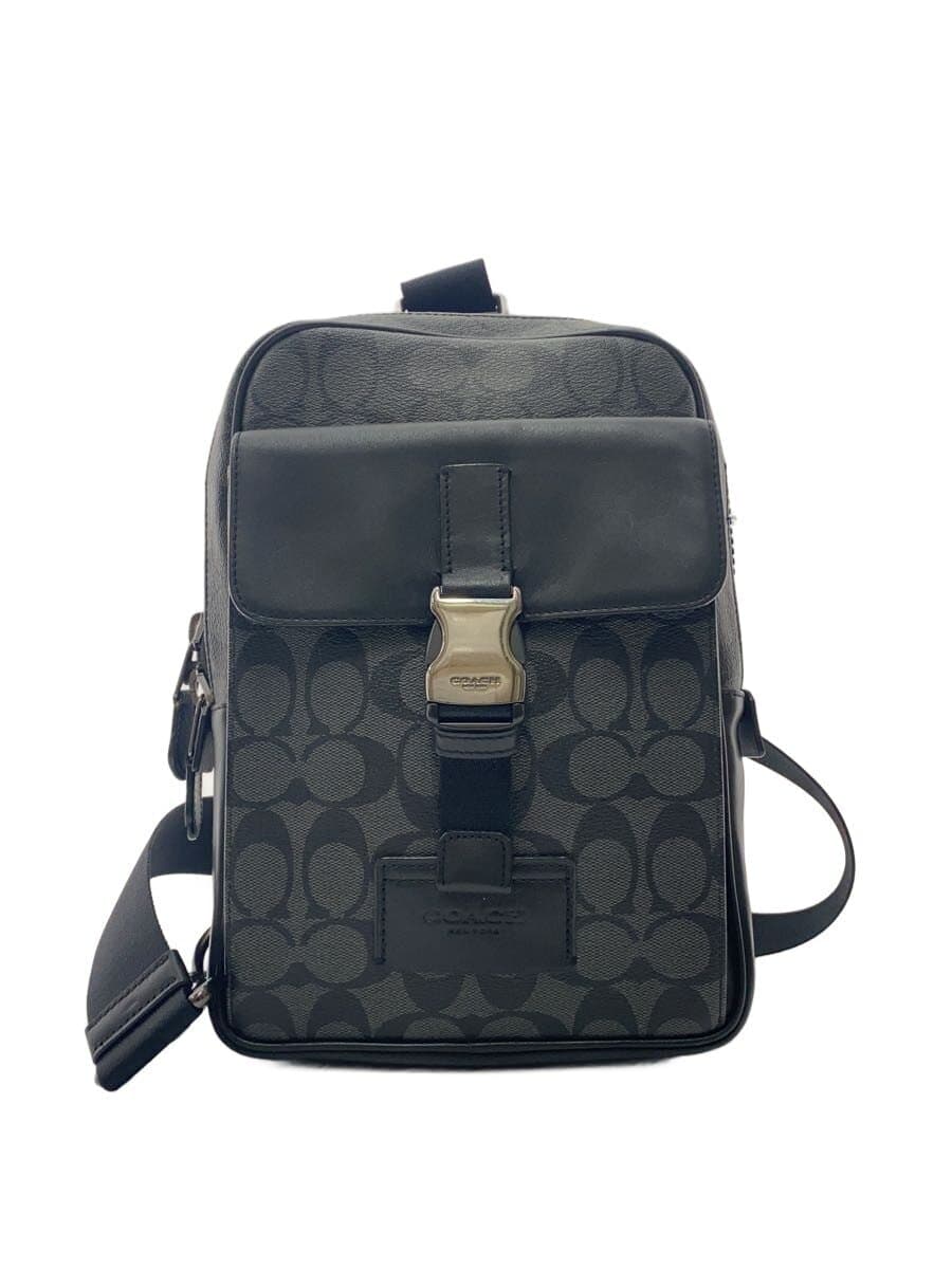 COACH Signature One Shoulder Bag Body Bag PVC Black All-over Pattern c2711