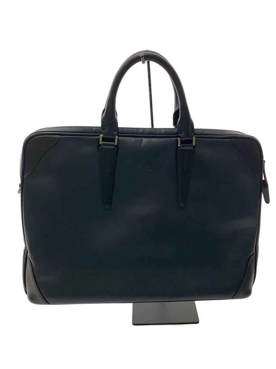 FUJITAKA 2WAY Business Bag Leather Navy Solid Color Corner Scratches Present