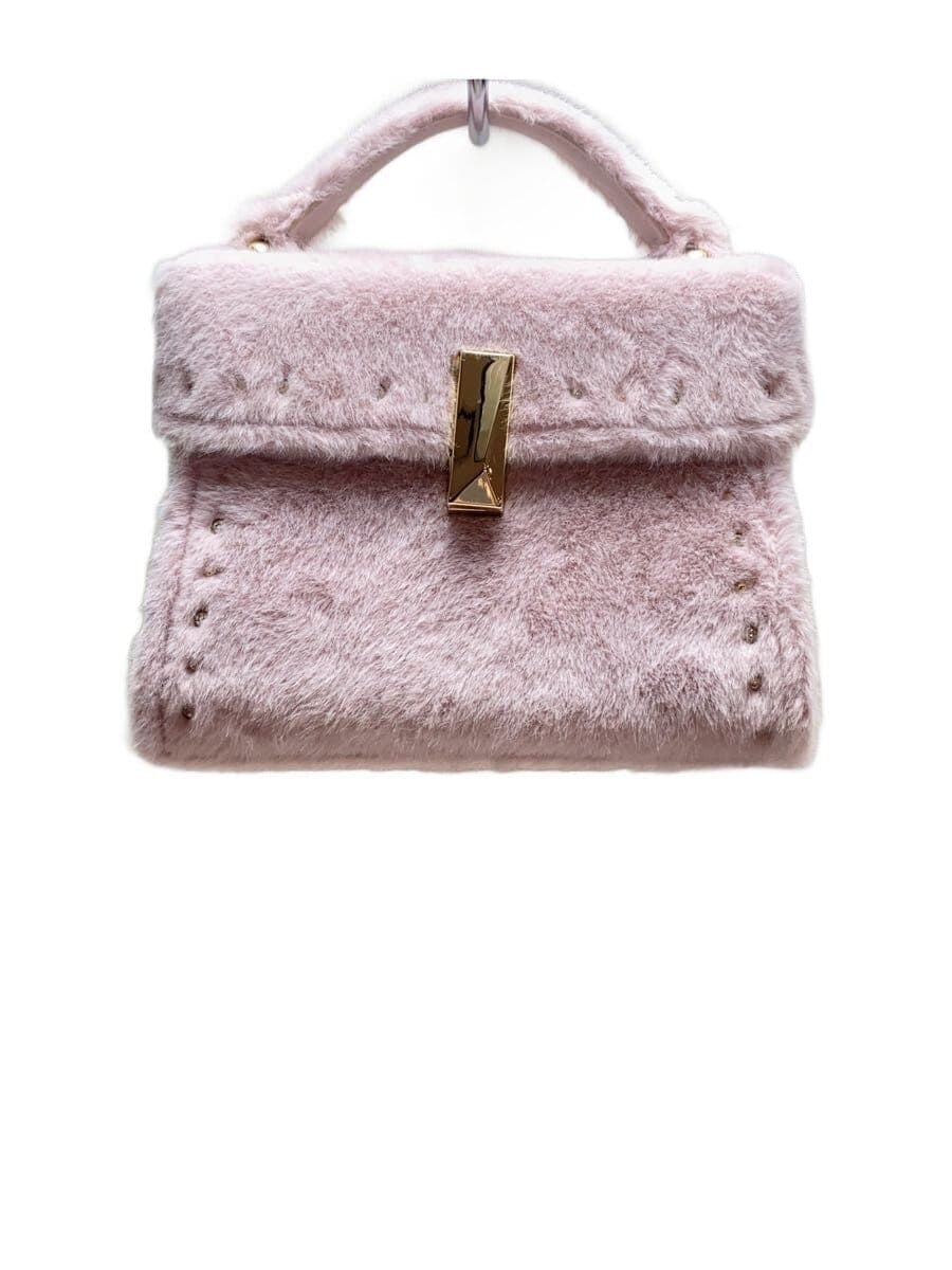 CELFORD Beaded Faux Fur Pouch Shoulder Bag Polyester Pink CWGB244510