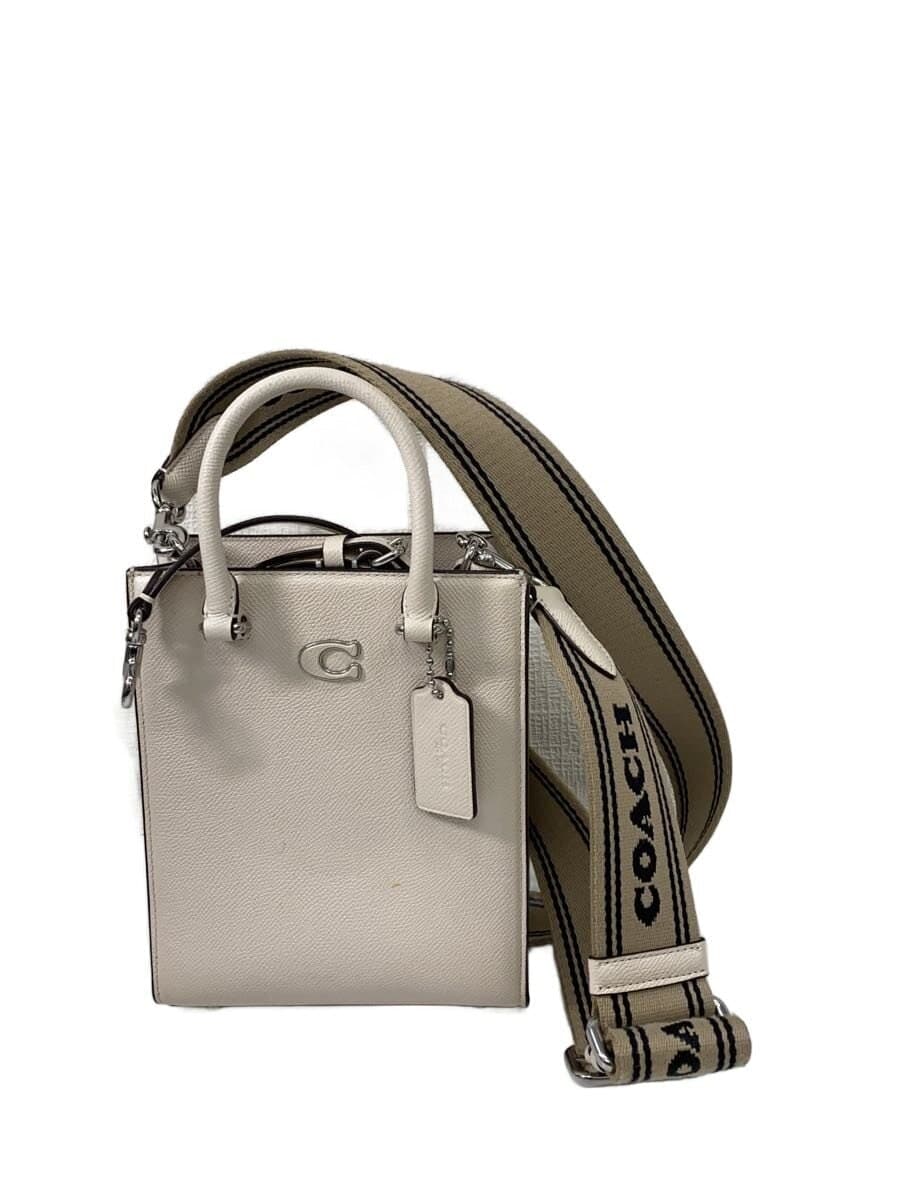 COACH Signature Canvas Interior Shoulder Bag Leather CRM All-over Pattern