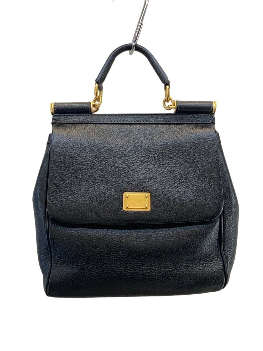 DOLCE&GABBANASICILY 2-Way Shoulder Handbag Leather BLK