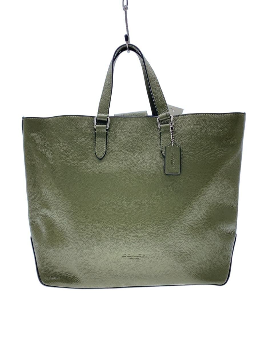 COACH Tote Bag Leather GRN Solid CBG50 Warner Dual Handle Tote