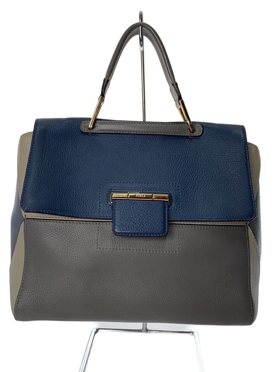 FURLA Tote Bag Leather BLU Solid