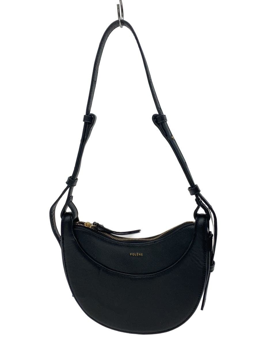 POLENE Number Dix Shoulder Bag Leather BLK