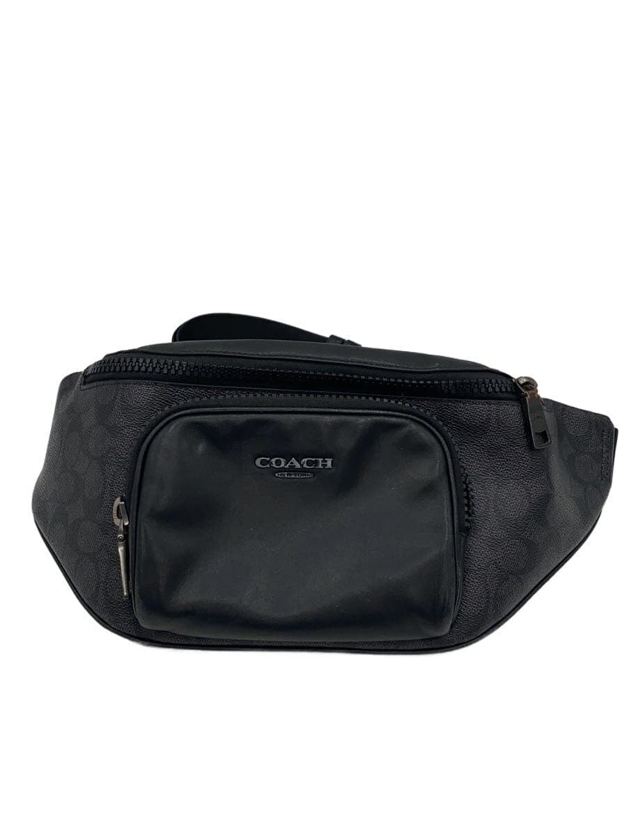 COACH Waist Bag Leather BLK All Over Pattern ct714