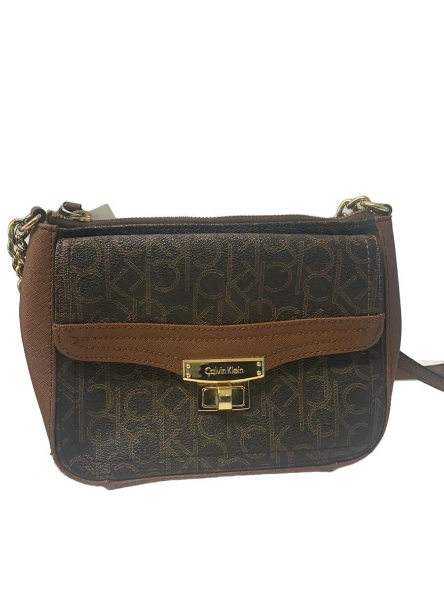 Calvin Klein Shoulder Bag PVC BRW All Over Pattern