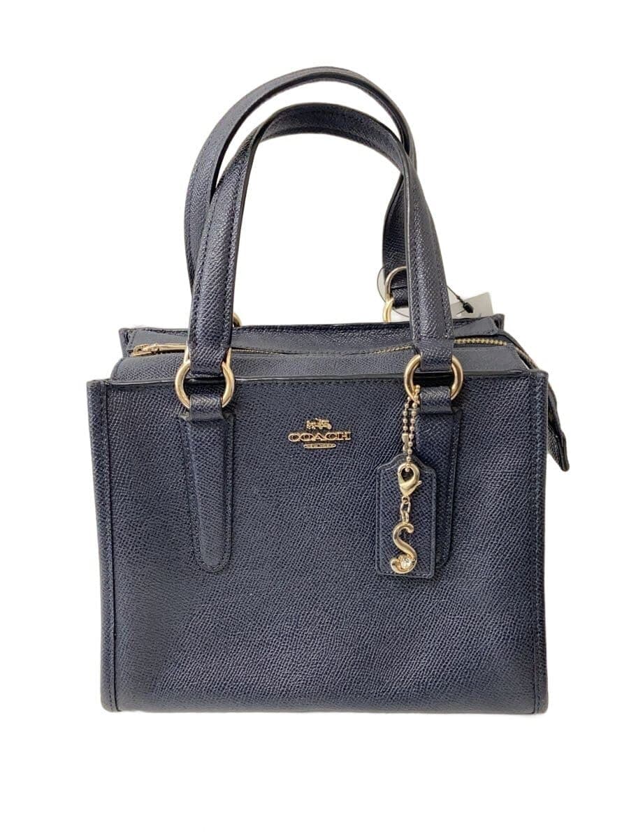 COACH 2WAY Shoulder Bag Leather Navy F11925