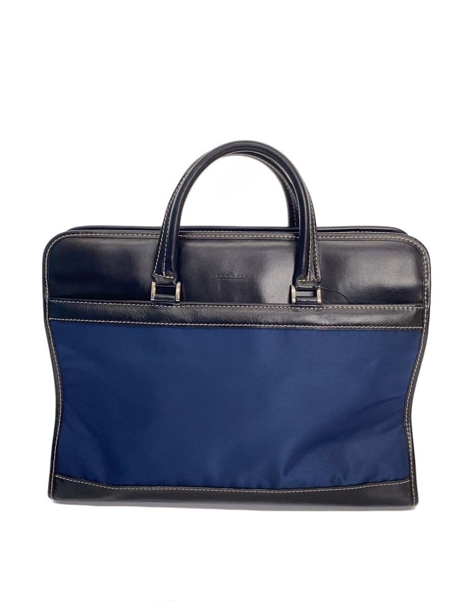 DEUX MONCX Briefcase Leather NVY Solid