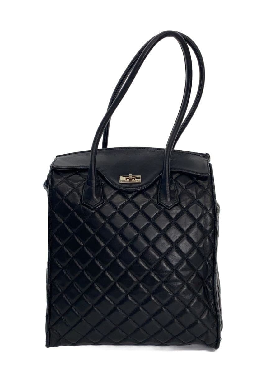 Madame Hiroko Quilted Tote Bag Leather BLK